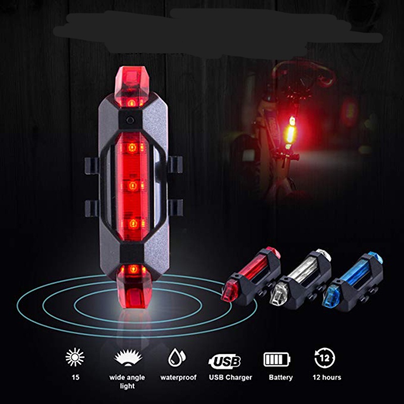 KKS ROBESBON Lampu Belakang Sepeda USB Rechargeable Rear Tail Bike Portable Light Lamp - DC-918 - W