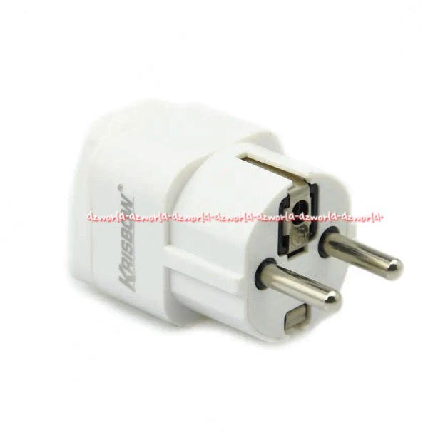 Krisbow Steker Arde Adaptor Travel Tanpa Switch Tanpa Tombol Merah Putih White Ground Plug Travel Adapter Alat Sambung Pencocok yang Dipasang Pada Ujung Kabel Listrik Colokan