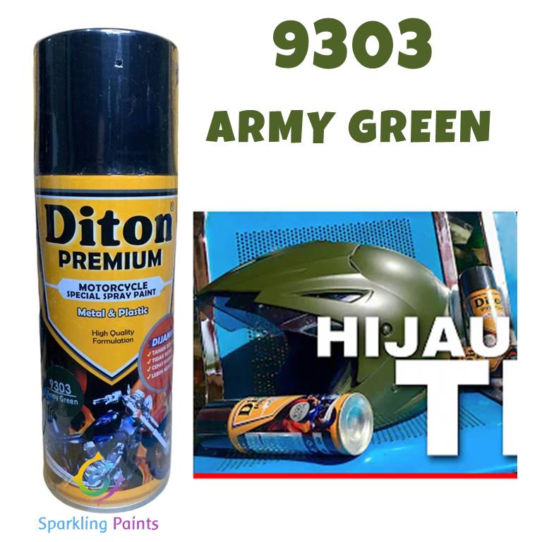 Pilox Diton Premium Army Green 9303 400ml Warna Hijau Tentara Armi Cat Warna Tua Gelap Pylox Pilok