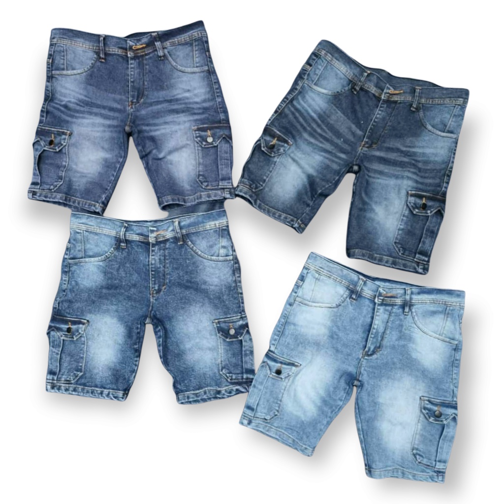 Celana Pendek Jeans Kargo Cargo Jeans terbaru Fashion Pria Original Celana Pendek Pria Jeans Model Cargo / Clana Short Pants Denim Cowok Premium 28 33