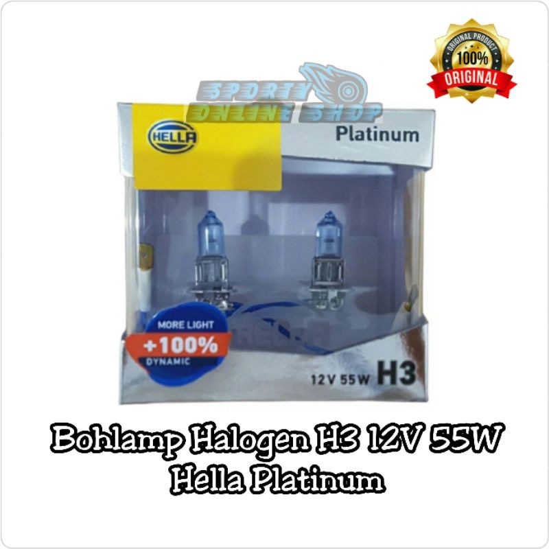 Bohlamp Halogen H3 12V 55W Hella Platinum Orginal