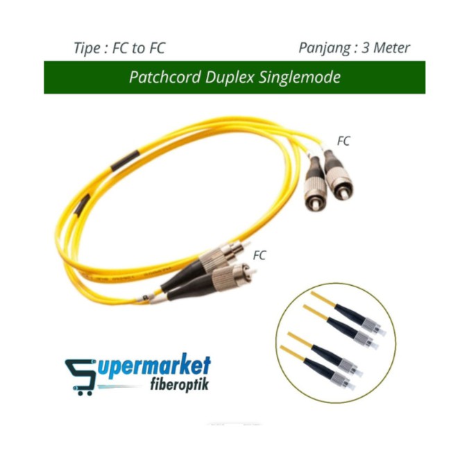 Patchcord Fiber Optik Duplex SingleMode FC to FC Panjang 3 Meter