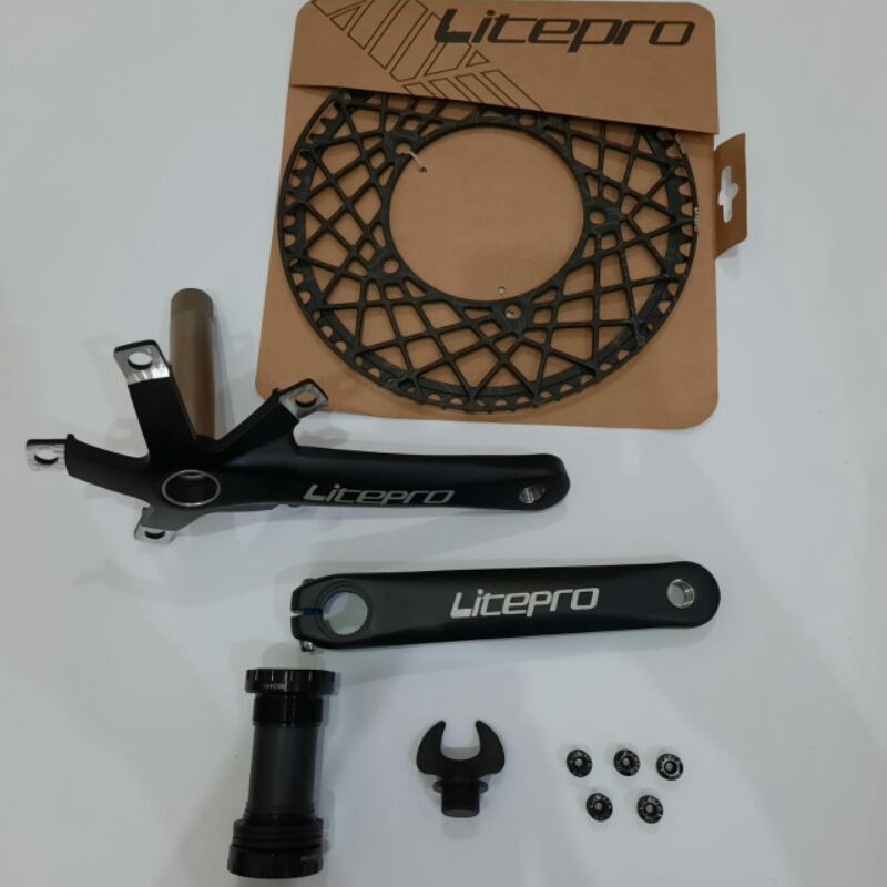 Crankset Litepro Hollowtech 2 - Chainring Spider Litepro 53T/56T/58T Black Sepeda Lipat