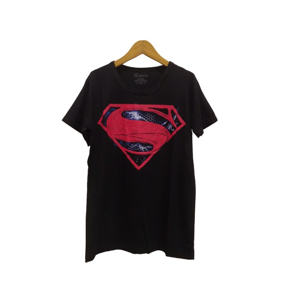 Baju Kaos Anak Superman Logo Red Laki Laki Atasan Tanggung Rhymes Hitam Dongker