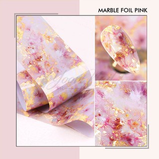 Nail Marble foil pink blue foil nail art sticker nails hiasan kuku