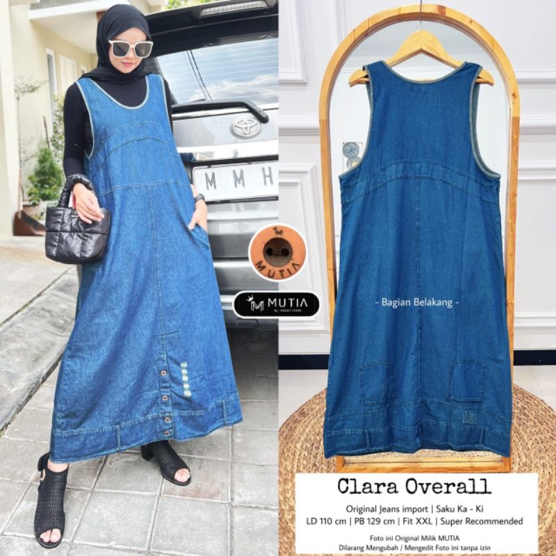 CLARA OVERALL BY MUTIA / OVERALL JEANS WANITA MUSLIMAH / Overall jeans premium