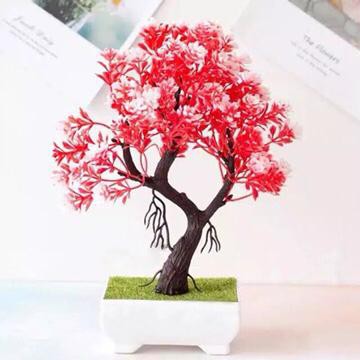 COD BUNGA BONSAI BUNGA PLASTIK BUNGA ARTIFISIAL BUNGA PAJANGAN IMITASI TANAMAN HIAS PLASTIK BP8819-MERAH
