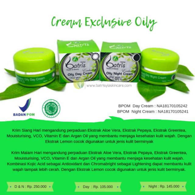 

Cream Ekslusive Oily - Batrisyia Herbal