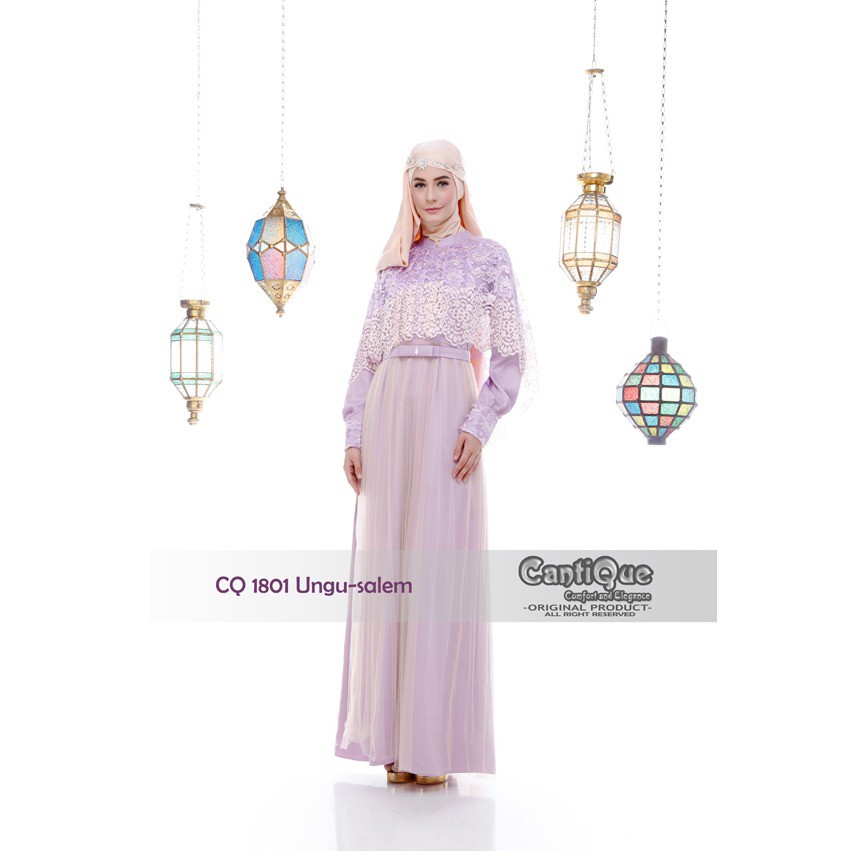 Baju Gaun Muslim Lebaran Gamis Pesta Kondangan Brokat Tile Mewah Nyaman Menyusui Murah 1801 Ungu