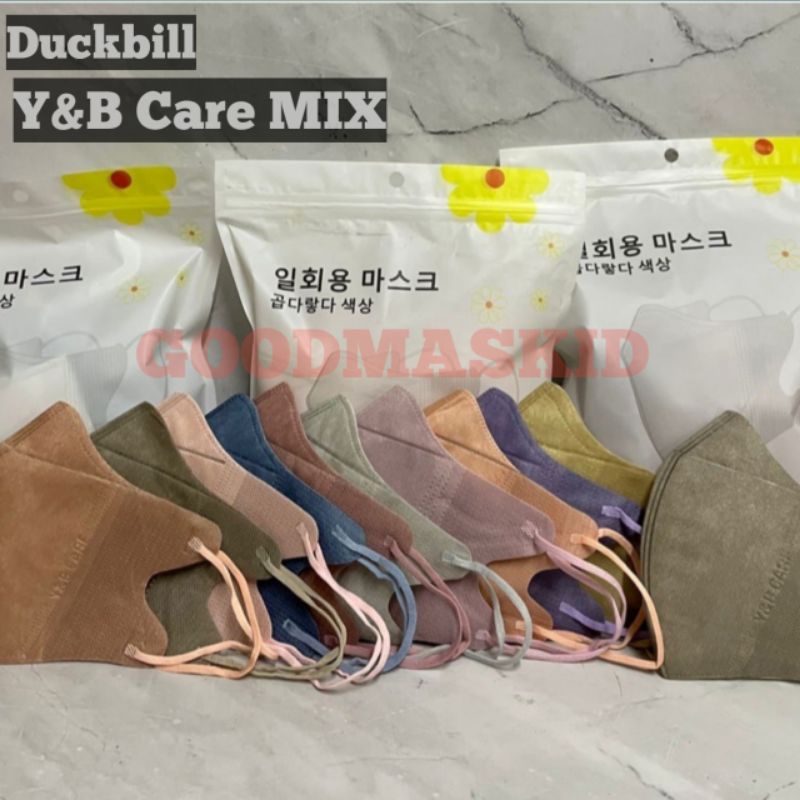 MASKER DUCKBILL Y&B CARE WARNA MIX EMBOS 50PCS