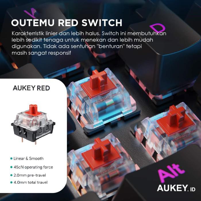 Aukey Keyboard Mechanical RGB - Outemu Red Switches - 500694 - KM-G12