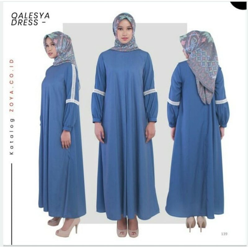 GAMIS DRES MUSLIM CASUAL ZOYA ORIGINAL TERBARU QALESYA DRESS free gift