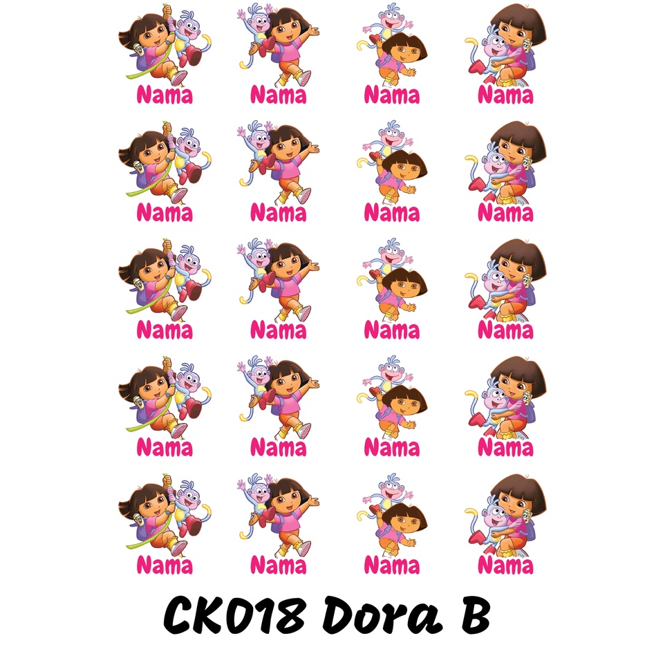 

Sticker Nama Cutting Label Waterproof Tahan Air Dora B (CK018)