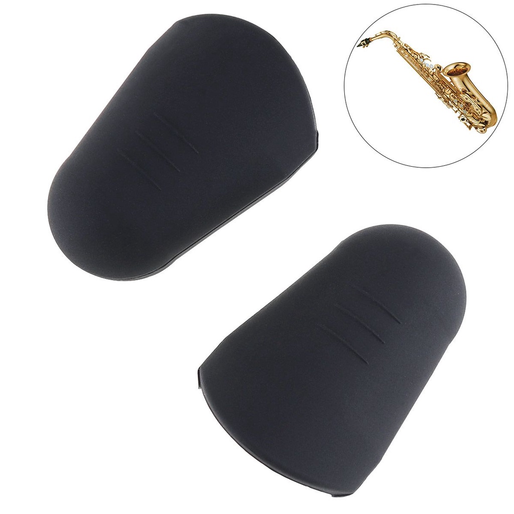 Sepasang Pelindung Corong Saxophone Soprano Bahan Karet Logam Ukuran 3.7x2.3x1.3cm