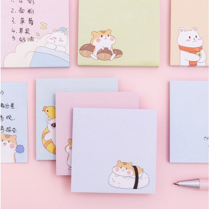 J2 - Sticky Notes Hamster Beruang Bear Lucu Memo Unik Note-6