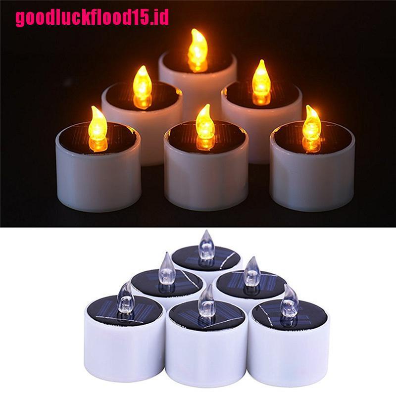 {LUCKID}Yellow Solar Power LED Candles Flameless Electronic Solar LED Tea Lights Lamp