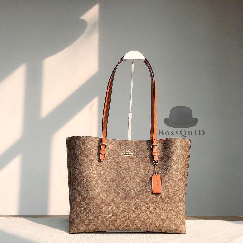 Coach Mollie Tote In Signature Canvas Brown Red