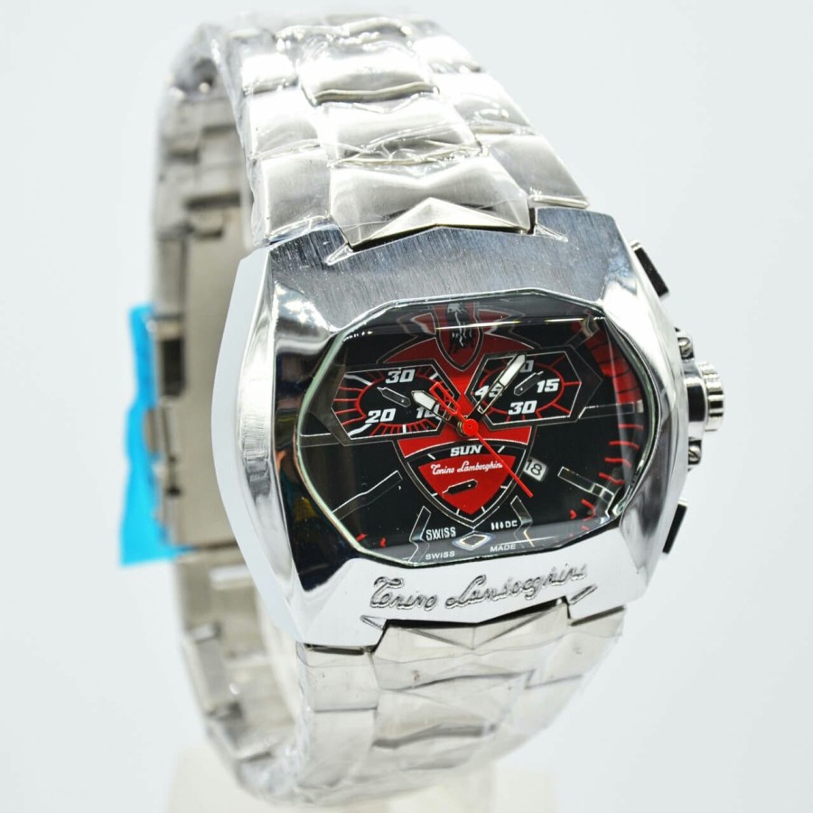 Jam Tangan Lamborghini Tonino - Jam Tangan Pria Lamborghini Tonino - Warna Silver Merah Hitam