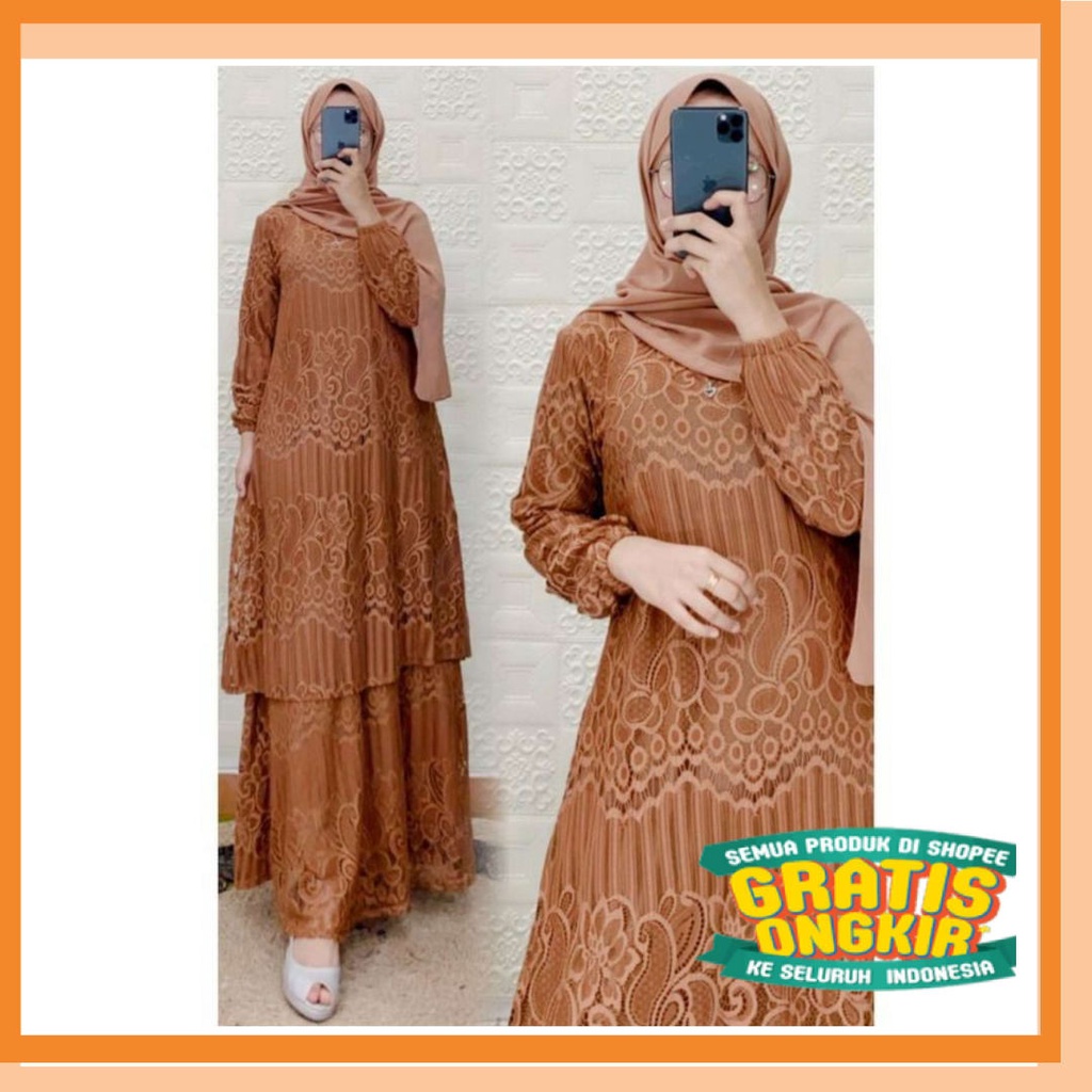 Corak Dua warna Kombinasi Stelan Pasangan Nibras Toyobo /  GAMIS MALAISYA BORKAT / GAMIS MELAYU TERB