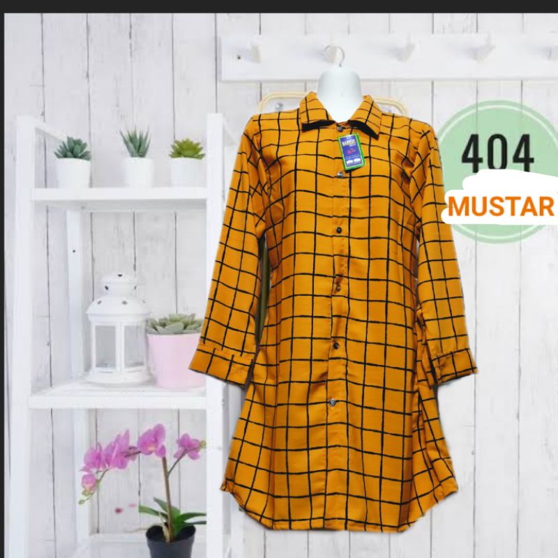 Tunik motif kotak dan salur wolfis size XL