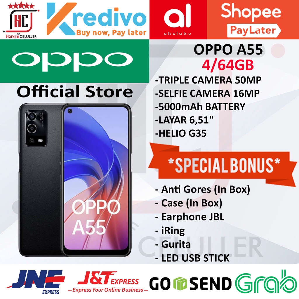 OPPO A55 4/64 GB GARANSI RESMI OPPO INDONESIA FULL BONUS