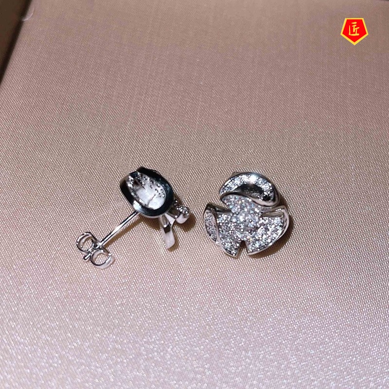 [Ready Stock]Fashion Elegant Pt950 Begonia Stud Earrings