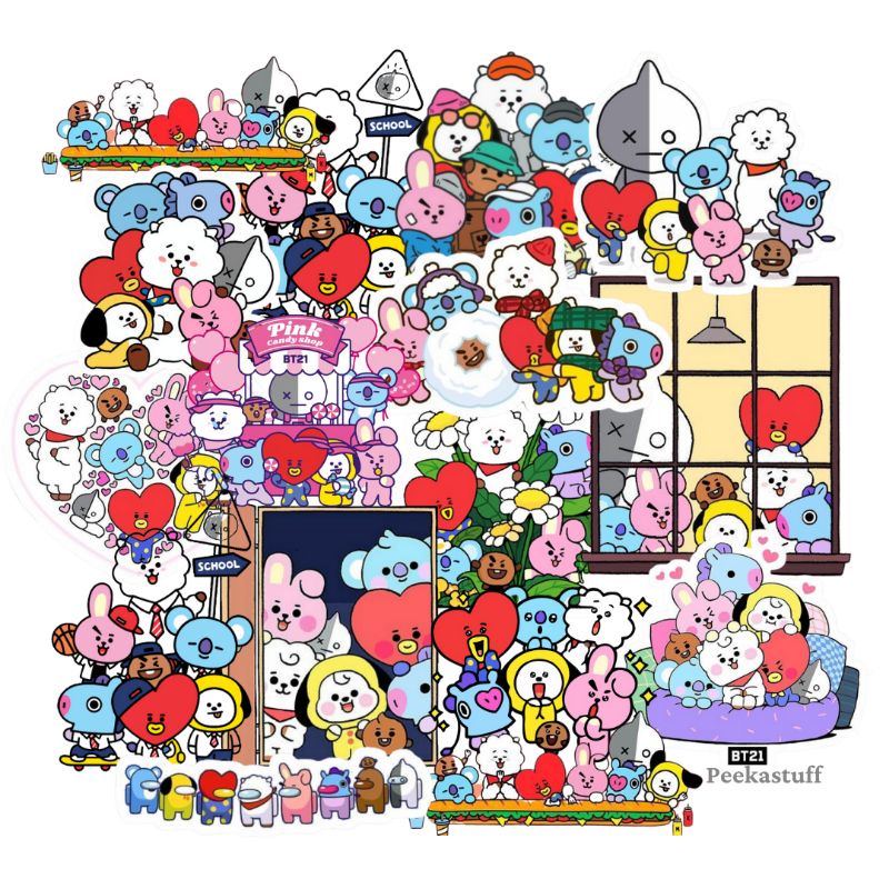 

[Peekastuff] (15 PCS) STIKER BT21 DEKORASI JURNAL SCRAPBOOK