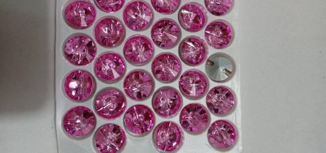 Kancing 12mm dan 10m KACA KRISTAL PREMIUM AAA  per lusin