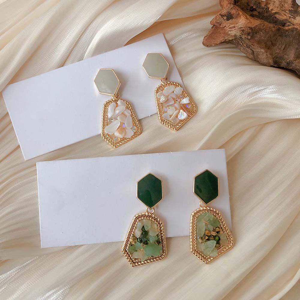 NEEDWAY Anting Stud Mewah Fashion Temperamen Aksesoris Hadiah Untuk Wanita Berlian Imitasi Kristal Menjuntai Earring
