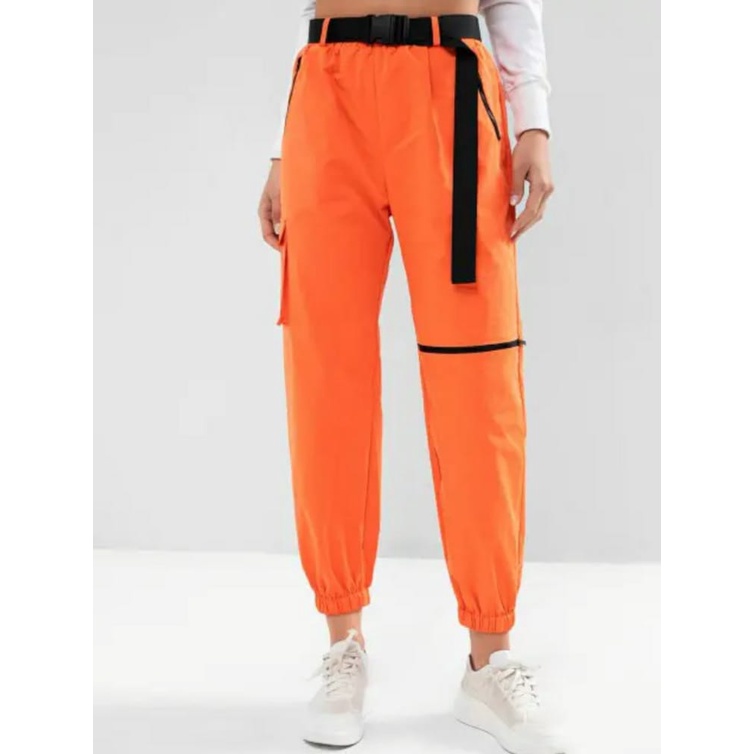 Celana cargo zipper neon pants//celana pria wanita