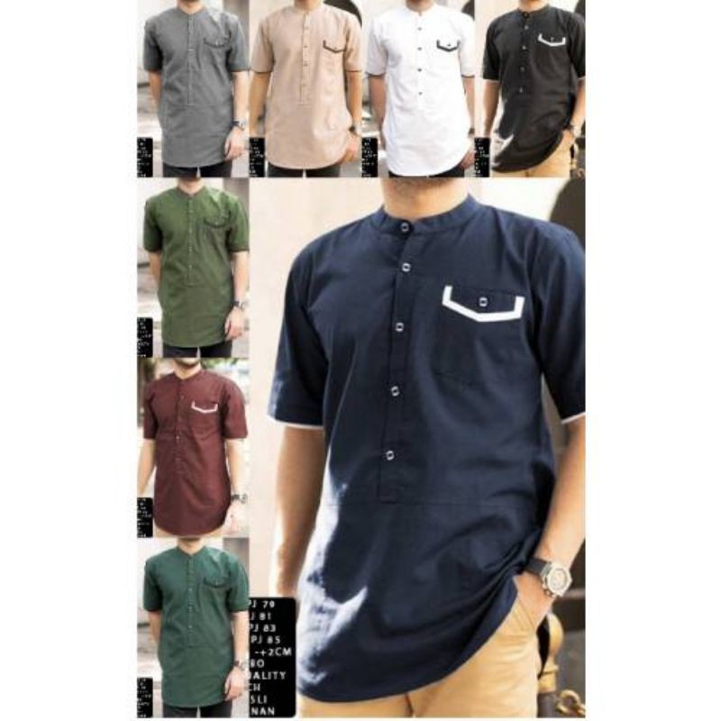 Hatta Koko Baju Koko pria dewasa bahan katun Baju Koko lengan pendek Pakaian Pria Pakaian Muslim