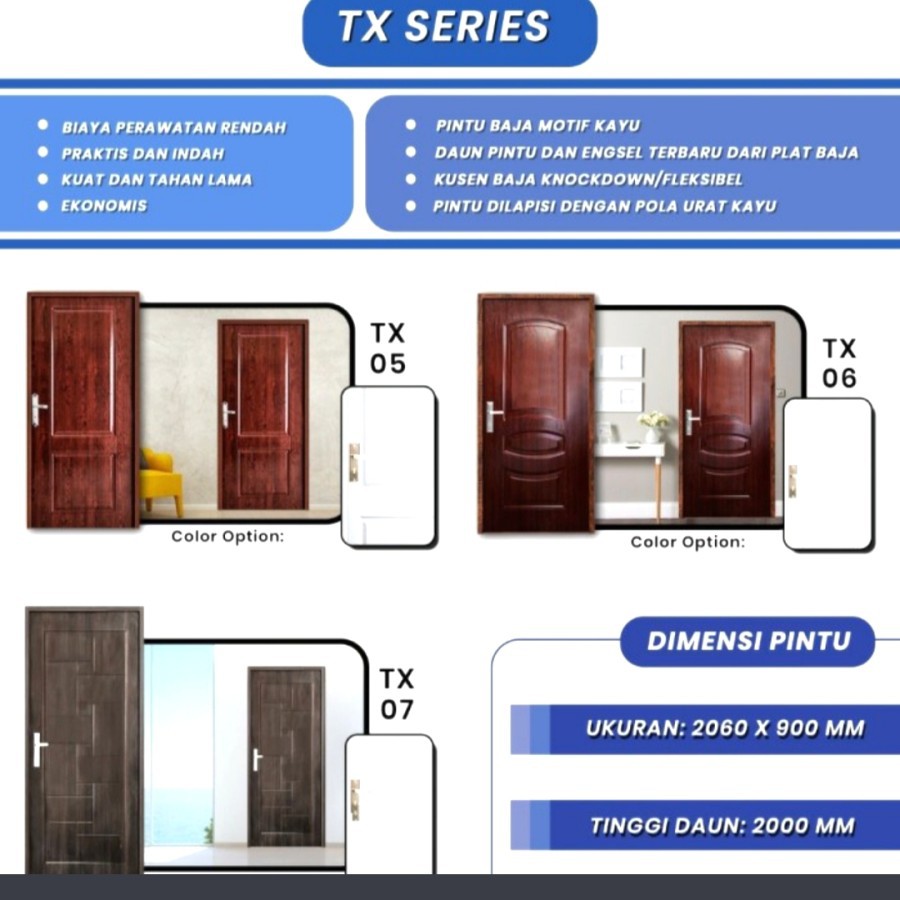 PINTU BAJA PINTU KODAI TOP SERIES ATAU TX SERIES - PINTU RUMAH - PINTU KAMAR TIDUR