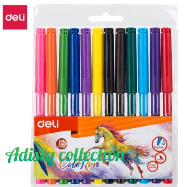 

Spidol Warna Felt Pen 12 Warna Deli C100 03