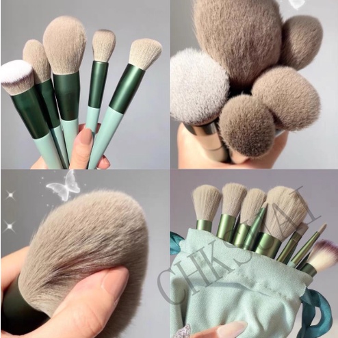 13pcs / Set Brush Kabuki Bulu Lembut Untuk Foundation / Blush On / Bedak / Eyeshadow