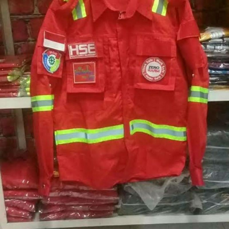 SERAGAM SAFETY MERAH HSE  LENGKAP