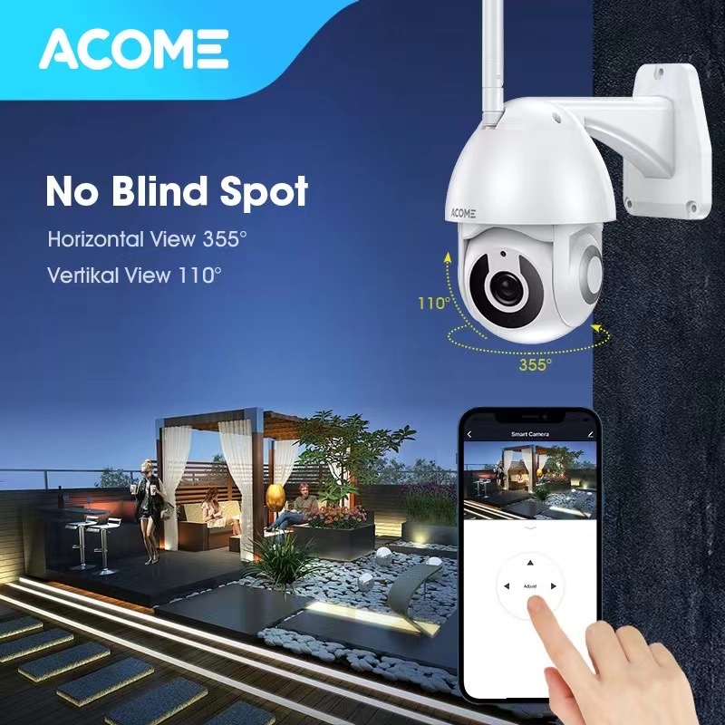 Smart CCTV Camera Audio FULL HD 1080P No Blind Spot 2 Arah Luar Ruangan ACOME APC02 - WHITE