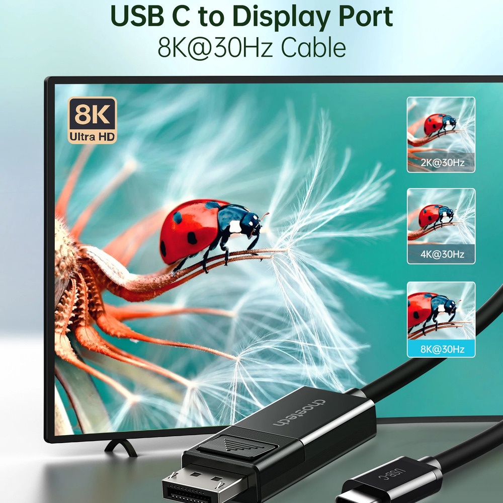 CHOETECH Kabel USB Type C to Display Port 8K 30Hz 1.8M - XCP-1803 - Black