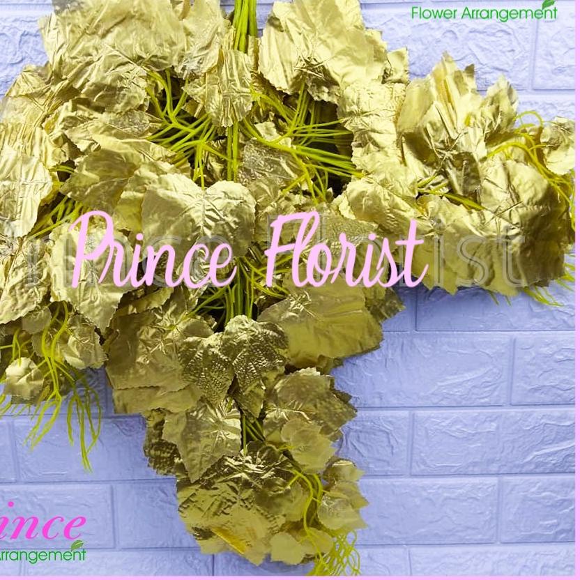 ♘ 1 LUSIN DAUN ANGGUR DEKORASI PLASTIK ARTIFICIAL IMPORT /DAUN BACKDROP IMITASI PELAMINAN WEDDING BU