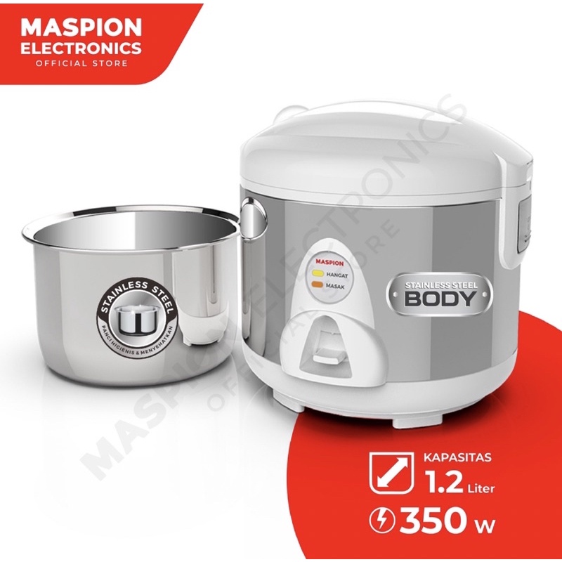 [ Maspion ] Magic Com / Rice Cooker Maspion MRJ 109 Panci Stainless Steel (Lebih Sehat) - 1.2L