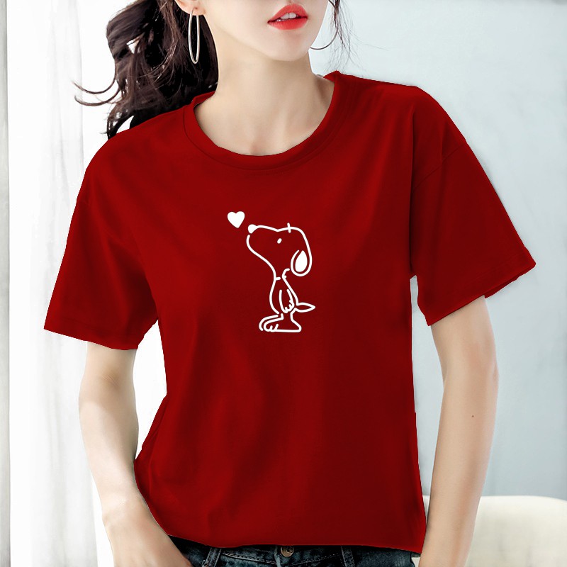 Kaos wanita dewasa snopylove / baju wanita snopy katun combed 30's