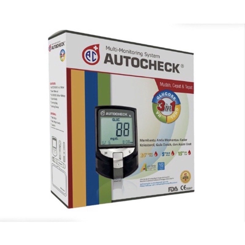 Autocheck 3 in 1 (Alat cek Gula Darah, Kolesterol &amp; Asam Urat)