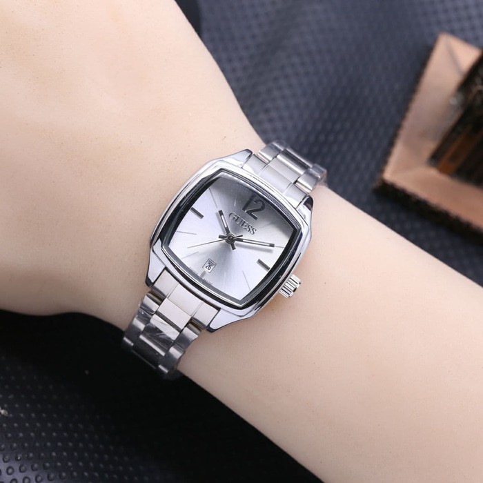 jam tangan GUESS WANITA RANTAI TANGGAL SILVER