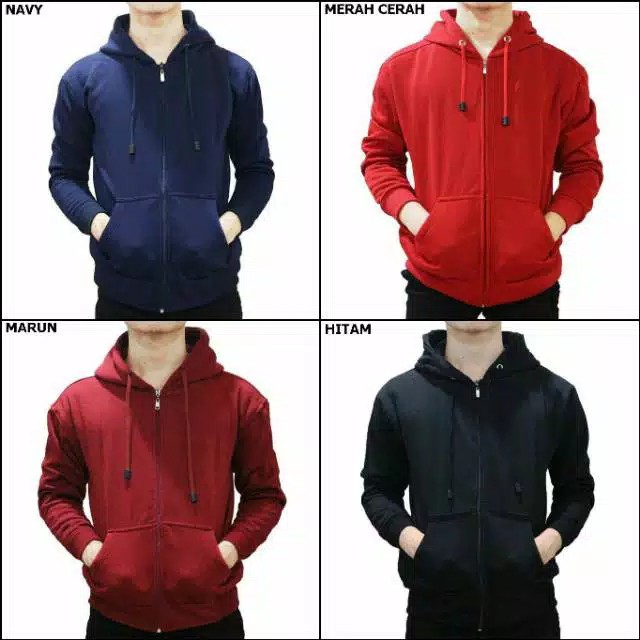 Jaket Hoodie Polos zipper Pria Wanita