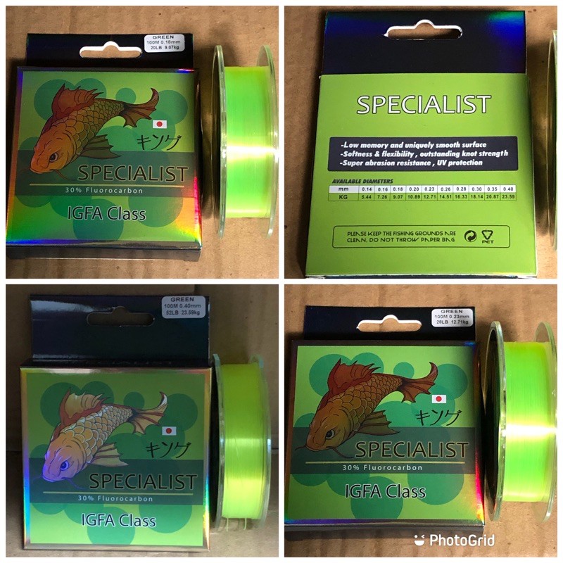 Senar Pancing IGFA 30% Fluorocarbon Specialist Hijau Stabill