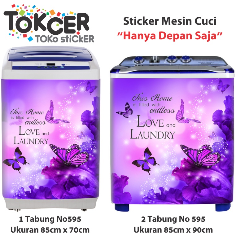 Stiker Mesin Cuci 1 atau 2 Tabung Motif KUPU-KUPU