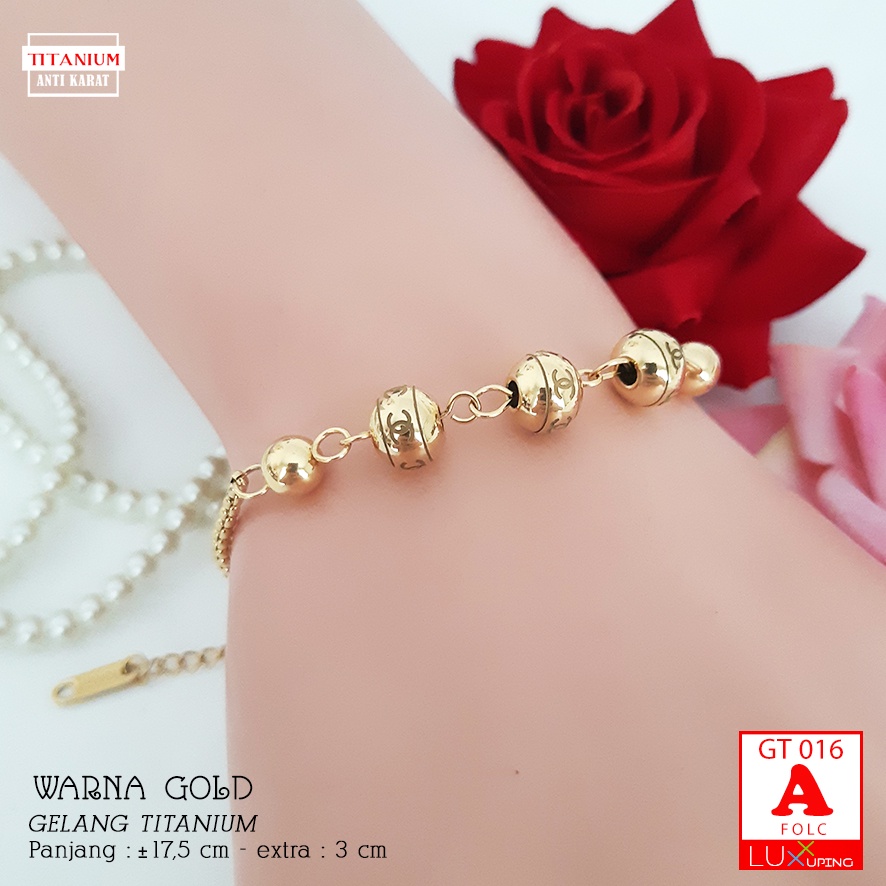 GT 016 Gelang Titanium Terbaru Gelang Tangan Bola Perhiasan Wanita Awet Tidak Mudah Luntur Gelang Stenlis Warna Gold Rose Gold Gelang Anti Karat Luxx Xuping