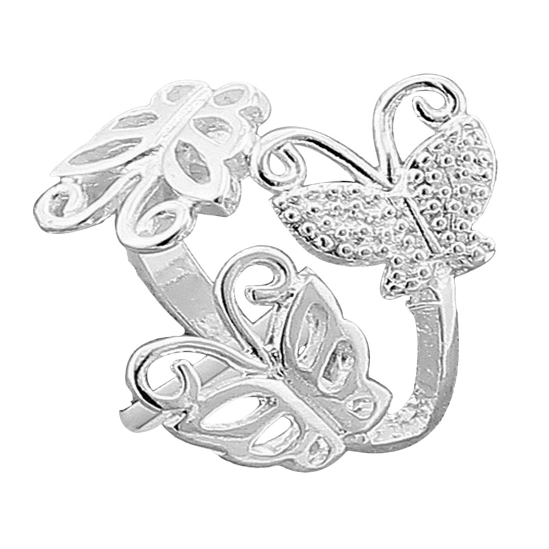 Cincin Sterling Silver 925 Model Tiga Kupu-Kupu Adjustable Untuk Wanita