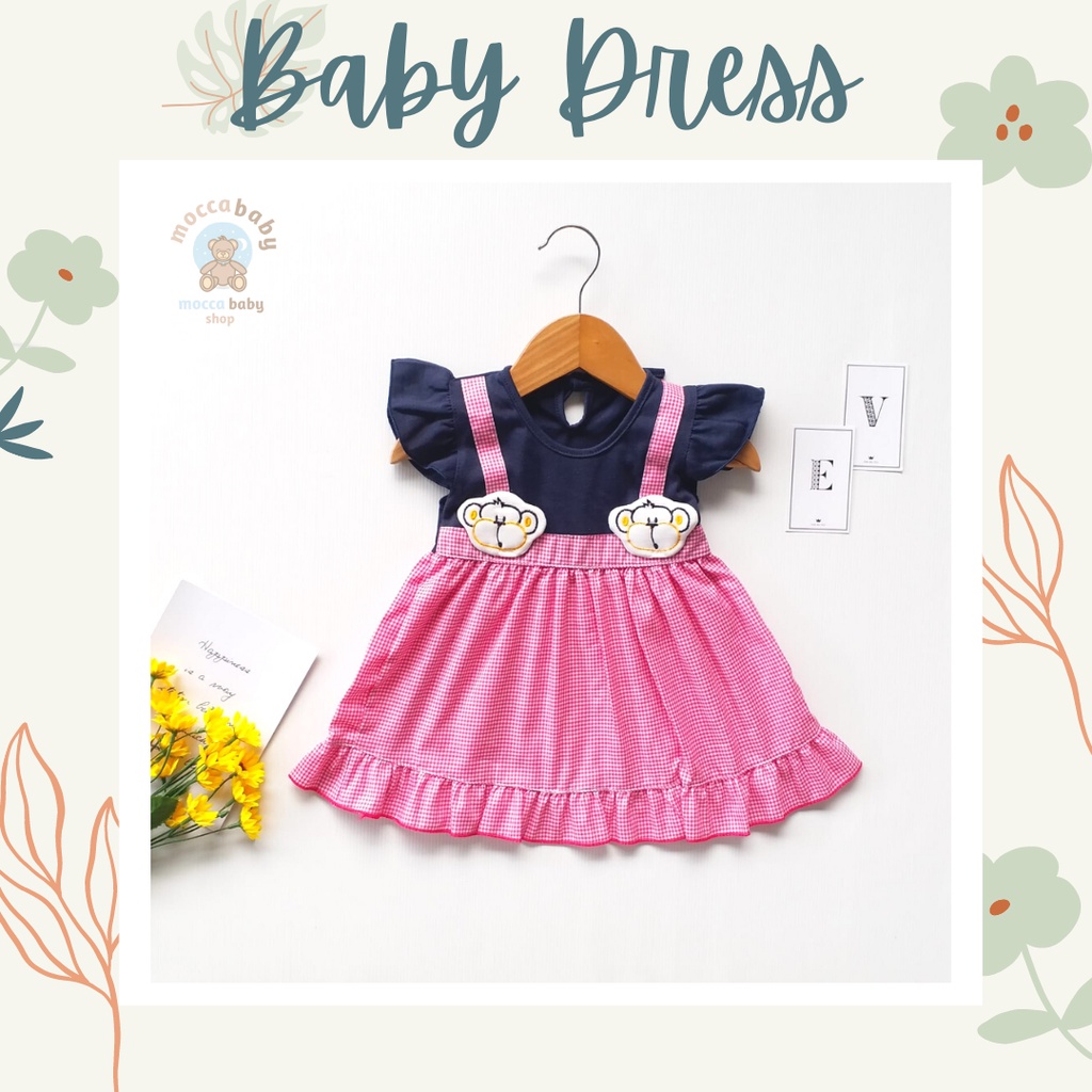 MBSS - QIU2 LITTLE MONKEY Baju Bayi Model Dress MURAH Baby Girl (0-6 bulan)  Dress Anak Perempuan