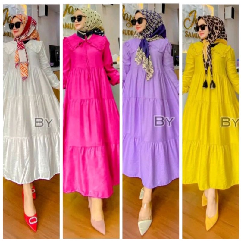 NAOMI Tunik wanita terbaru jumbo rayon import premium polos motif Midi dress muslim korea Long tunik