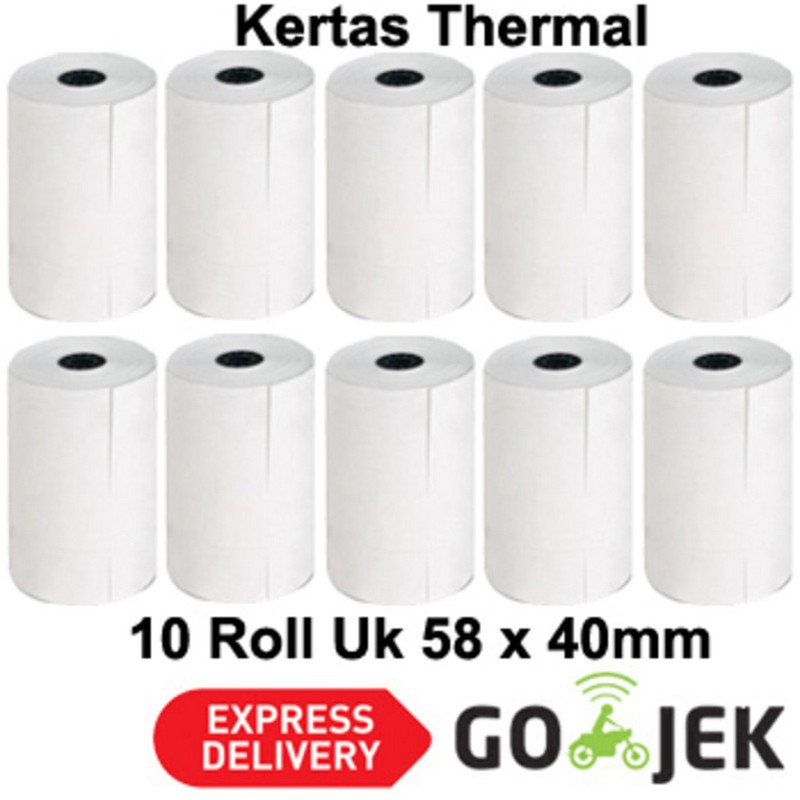 KERTAS STRUK KASIR/PPOB PAPER ROLL 58x40 MM THERMAL RECEIPT MINI (10 ROLL)